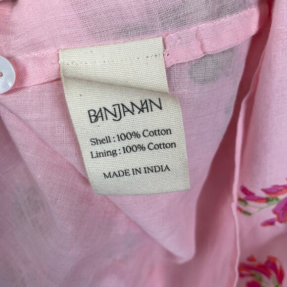 Banjanan Peach PInk Floral Ruffle Long Sleeve Maxi Cottage Dress Large - Picture 8 of 9